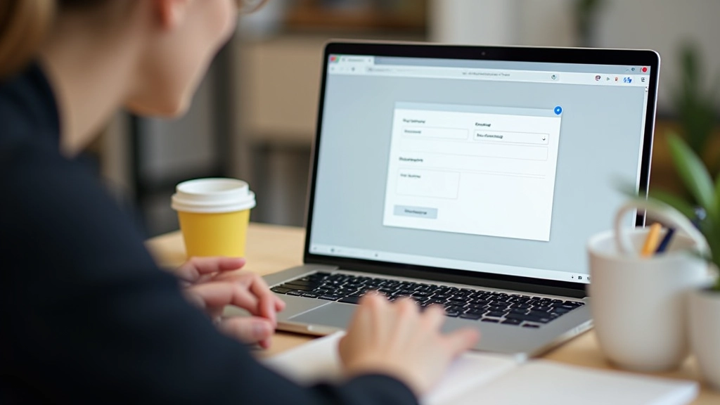 Designer aan het werk aan formuliervalidatie interface met laptop en notities