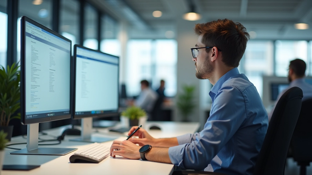 Professioneel kantoor met webdesigners die aan formulierontwerp werken, modern bureau met computers, schone werkruimte