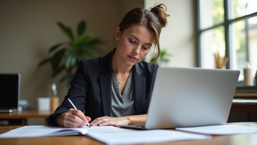 Designer werkt aan formulier layout op computer met pen en schetsblok